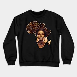 Melanin African Queen Africa Map Shape Crewneck Sweatshirt